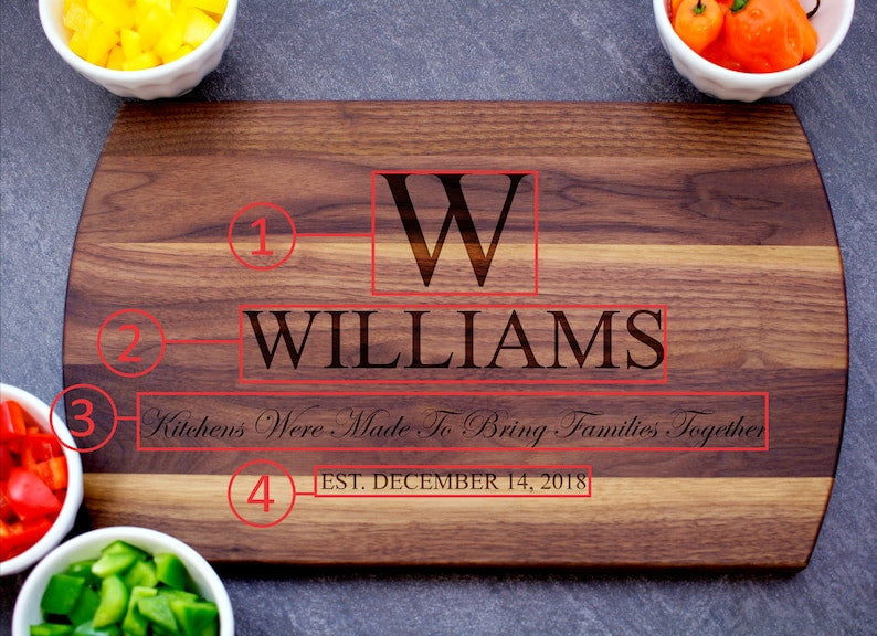 Personalized Cutting Board, Engraved Cutting Board, Personalized Wedding Gift, Housewarming Gift, Anniversary Gift, Wife Gift, Parents Gift