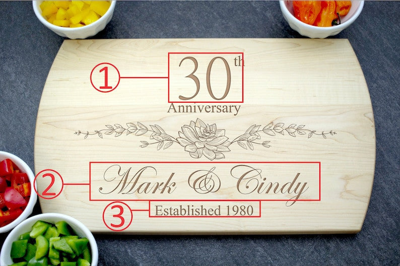 30th Anniversary Gift, Custom Cutting Board, Personalized Anniversary, Anniversary Gift for Her, Gift for Him, 30 Year Anniversary Gift