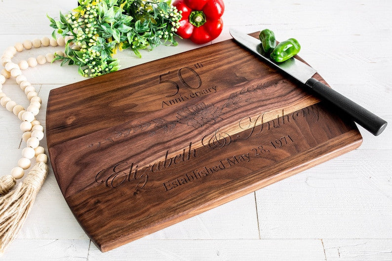 50th Anniversary Gift, Custom Cutting Board, Personalized Anniversary, Anniversary Gift for Her, Gift for Him, 50 Year Anniversary Gift