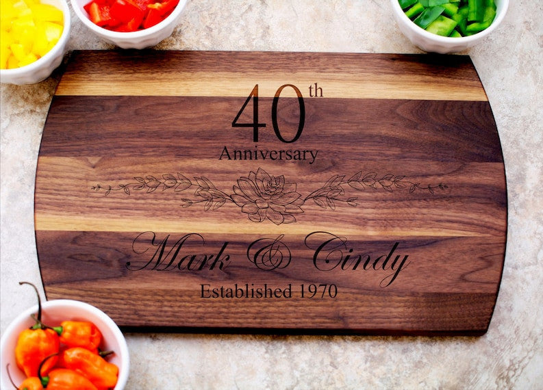 40th Anniversary Gift, Custom Cutting Board, Personalized Anniversary, Anniversary Gift for Her, Gift for Him, 40 Year Anniversary Gift