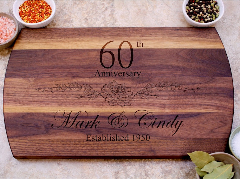 60th Anniversary Gift, Custom Cutting Board, Personalized Anniversary, Anniversary Gift for Her, Gift for Him, 60 Year Anniversary Gift