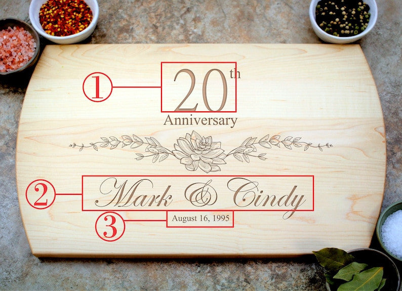 20th Anniversary Gift, Custom Cutting Board, Personalized Anniversary, Anniversary Gift for Her, Gift for Him, 20 Year Anniversary Gift