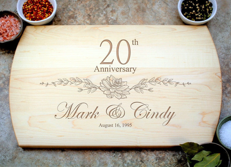 20th Anniversary Gift, Custom Cutting Board, Personalized Anniversary, Anniversary Gift for Her, Gift for Him, 20 Year Anniversary Gift