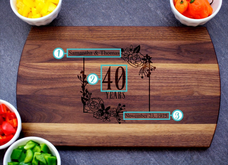 40th Anniversary Cutting Board, Anniversary Gift for Parents, Personalized Anniversary, Anniversary Gift for Her, Anniversary Gift for Him