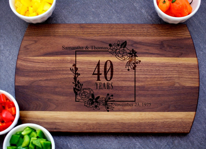40th Anniversary Cutting Board, Anniversary Gift for Parents, Personalized Anniversary, Anniversary Gift for Her, Anniversary Gift for Him