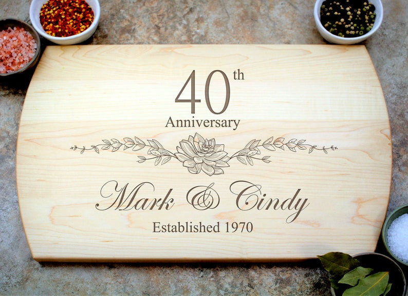 40th Anniversary Cutting Board, Anniversary Gift for Parents, Personalized Anniversary, Anniversary Gift for Her, Anniversary Gift for Him