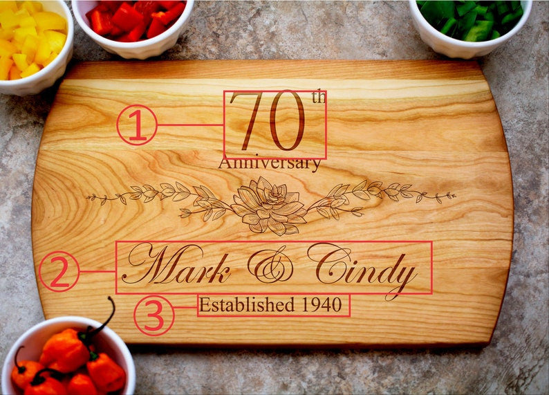 70th Anniversary Gift, Custom Cutting Board, Personalized Anniversary, Anniversary Gift for Her, Gift for Him, 70 Year Anniversary Gift