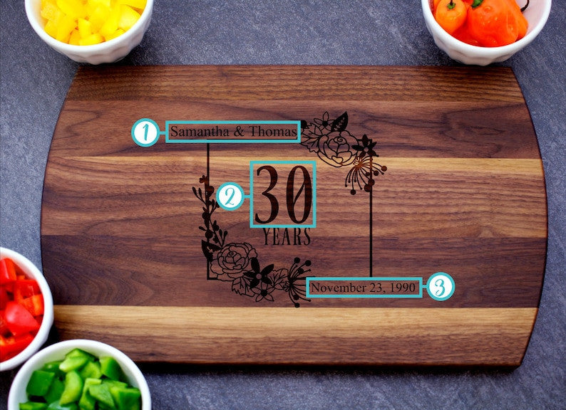 30th Anniversary Cutting Board, Anniversary Gift for Parents, Personalized Anniversary, Anniversary Gift for Her, Anniversary Gift for Him