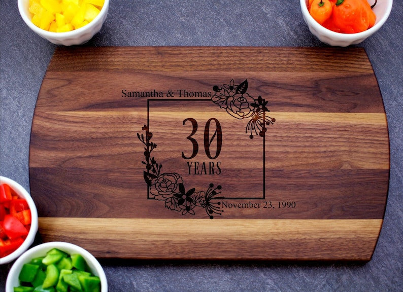 30th Anniversary Cutting Board, Anniversary Gift for Parents, Personalized Anniversary, Anniversary Gift for Her, Anniversary Gift for Him