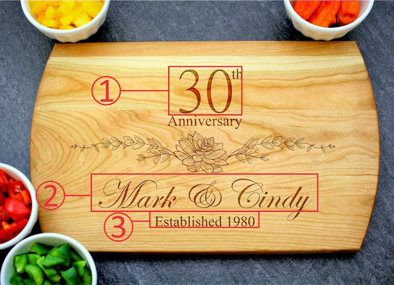 30th Anniversary Cutting Board, Anniversary Gift for Parents, Personalized Anniversary, Anniversary Gift for Her, Anniversary Gift for Him