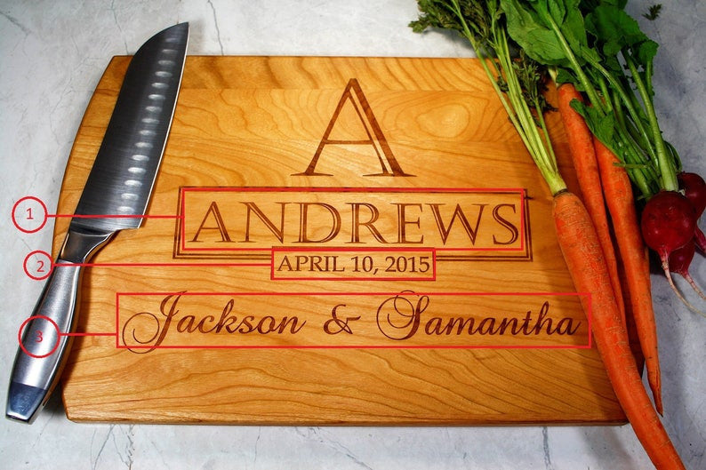 Personalized Kitchen Gift - Wooded Cutting Board - Monogrammed - Husband Gift - Wife - Anniversary Gift - Kitchen Gift - Wedding Present