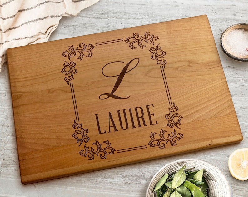 Custom Monogram Cutting Board - Walnut - Maple - Cherry Wood - Engraved Cutting Board - Personalized Wedding Gift - Housewarming Gift