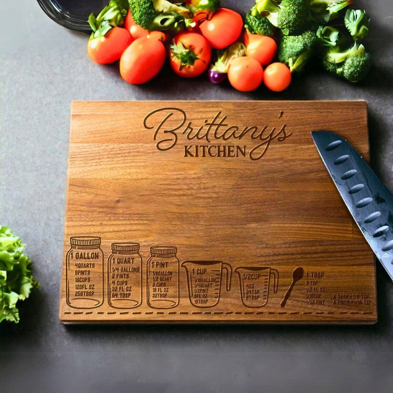 Personalized Cutting Board - Kitchen Measurement Chart, Kitchen Conversion Chart Sign, Cooking Gift, Kitchen Tool, Gift for Bakers, Baking