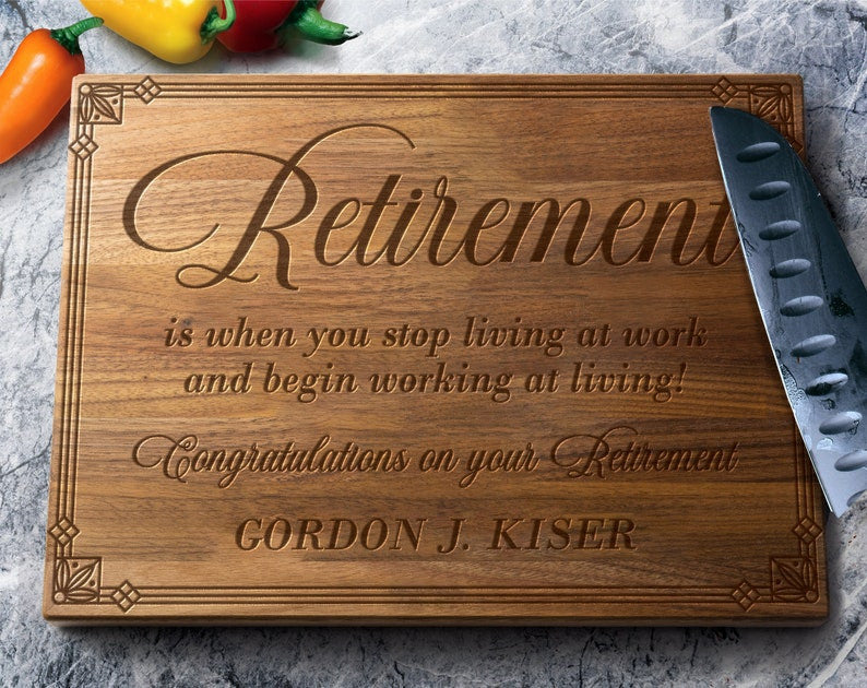 Congratulations On Your Retirement Cutting Board - Retirement Gift - Unique Retirement Gift - Custom Retirement Gift - Retirement Ideas