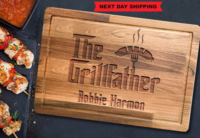 Father's Day Cutting Board for Grill Master, The Grillfather BBQ Board for Men, Custom Dad Birthday Gift, Grilling Tools, BBQ Party Decor