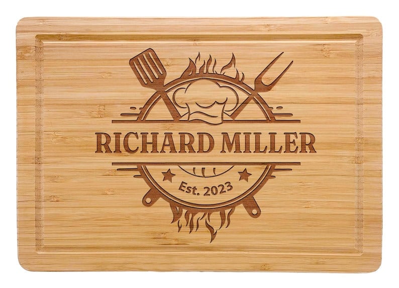 Custom Cutting Board for Dad, Personalized Father's Day Gift, Grill Lover Dad Gift, BBQ Gift for Men's Birthday, BBQ Cutting Board for Men