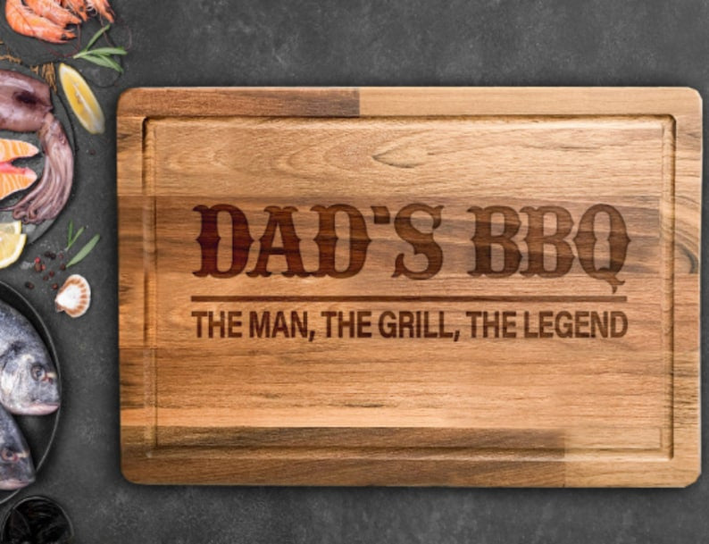 Dad's BBQ Cutting Board Gift For Fathers Day, The Man The Grill The Legend Father, Personalized Birthday Dad Gift, Dad Gift from Daughter