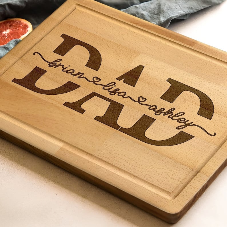 Personalized Cutting Board, Father's Day Gift, BBQ Board for Men, Grilling Gift for Birthday, Christmas Gift, Dad Gift from Daughter or Son