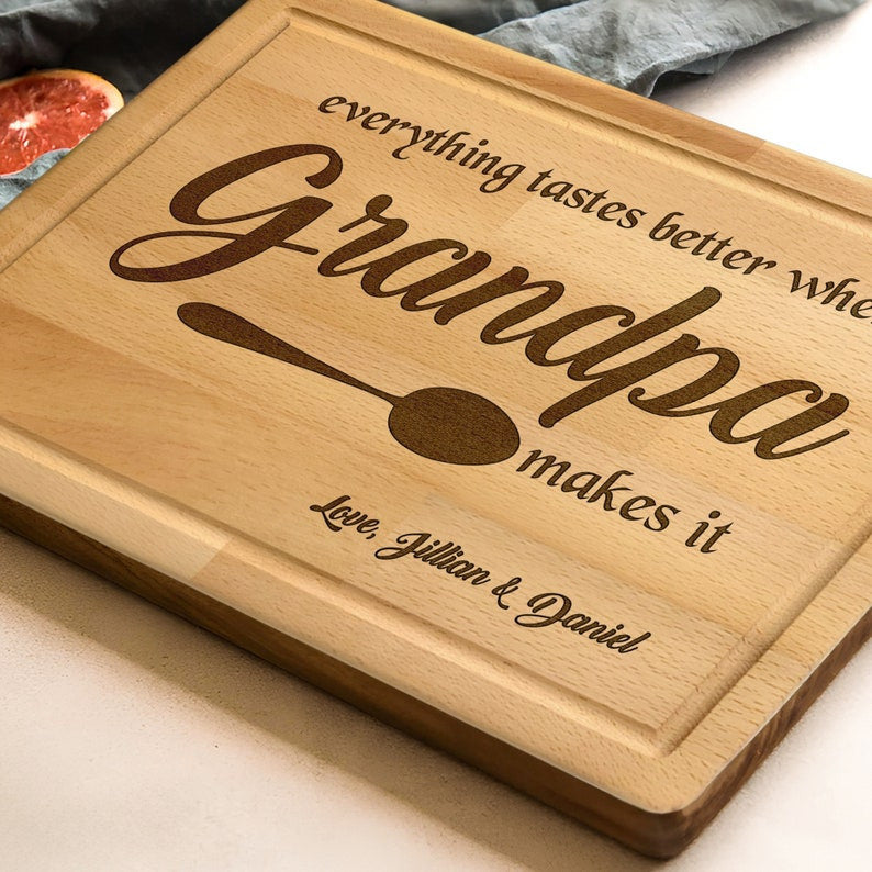 Custom Grandpa Gift for Christmas, Grandpa's Birthday Gift, Personalized Wooden Cutting Board For Grandfather, Papa Gift from Grandkids