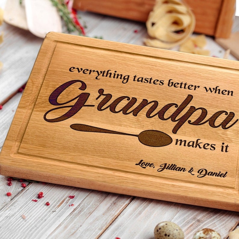 Custom Grandpa Gift for Christmas, Grandpa's Birthday Gift, Personalized Wooden Cutting Board For Grandfather, Papa Gift from Grandkids