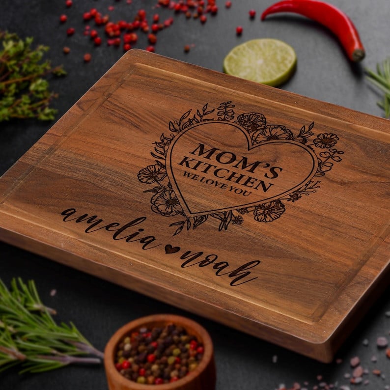 Custom Cutting Board for Mom, Mom's Kitchen Board, Gifts for Mom and Grandma, Mother's Day Memorial Gift, Gifts for Birthday or Christmas