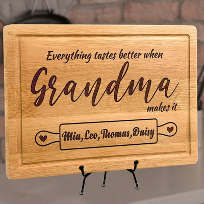 Custom Grandma Cutting Board, Personalized Kitchen Gift from Grandkids, Christmas Gift for Mom Grandma, Birthday Gift for Nana from Daughter