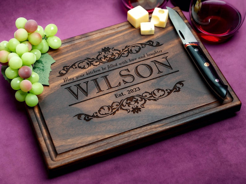 Handmade Cutting Board Personalized Rustic Quote Design Wedding & Anniversary Gift for Couples-Housewarming and Closing Present