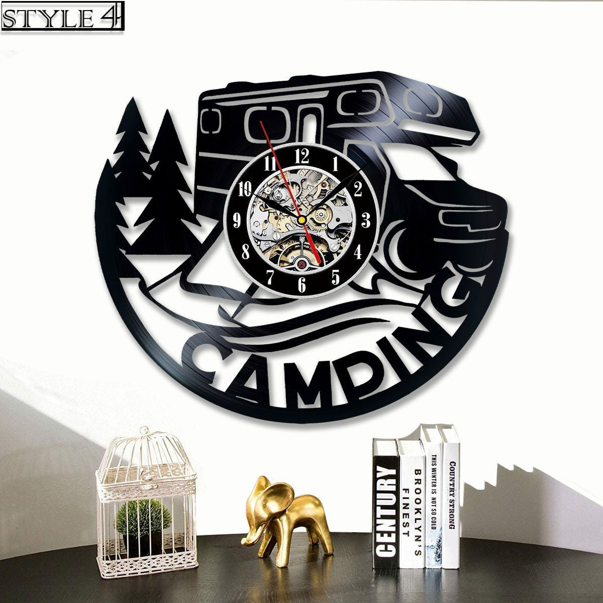 Camping Vinyl Record Clock
