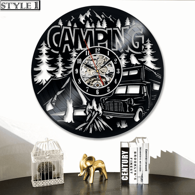 Camping Vinyl Record Clock