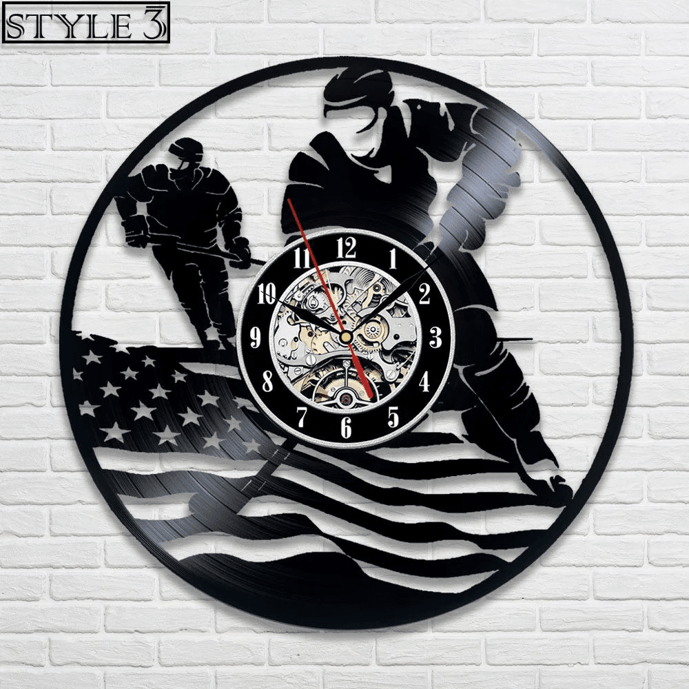 Hockey Vinyl Record Clock