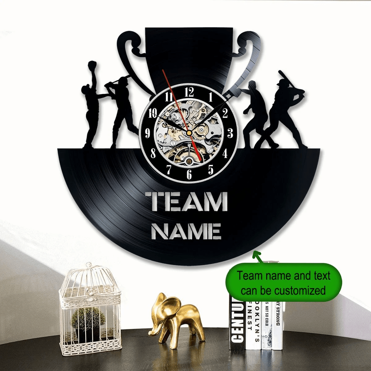 Baseball Personalized Vinyl Record Clock