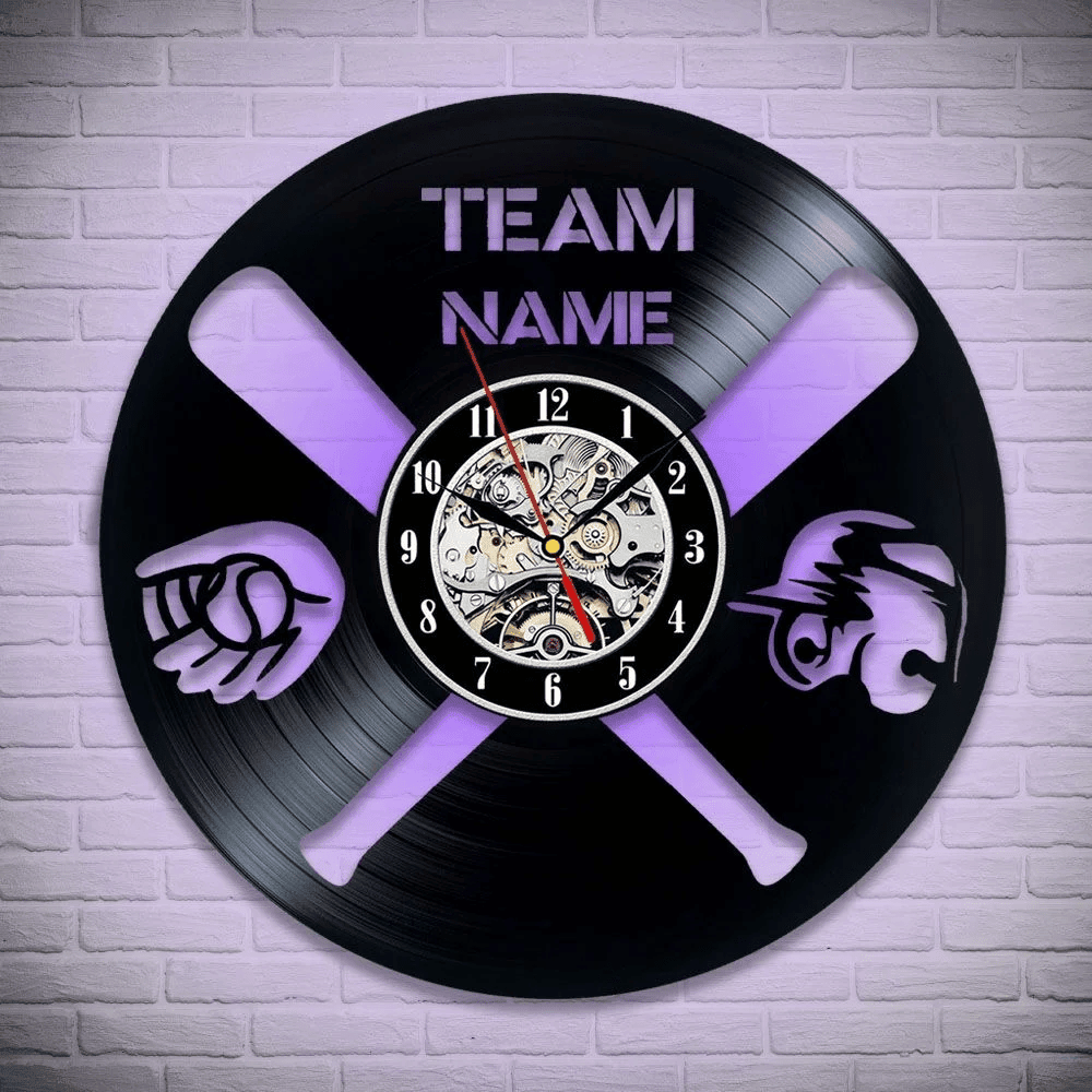 Baseball Personalized Vinyl Record Clock