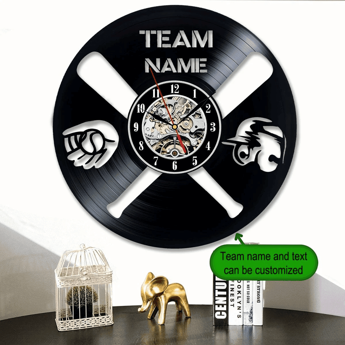 Baseball Personalized Vinyl Record Clock