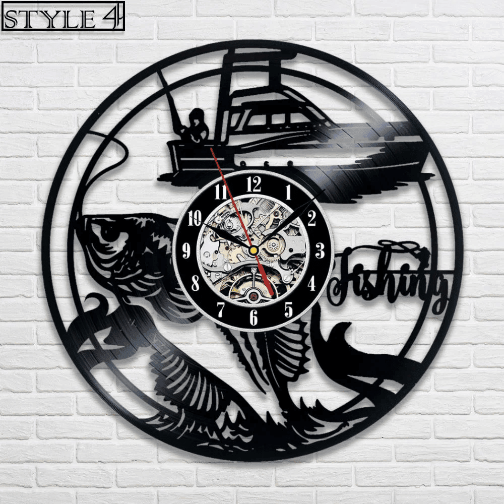 Fishing Vinyl Record Clock