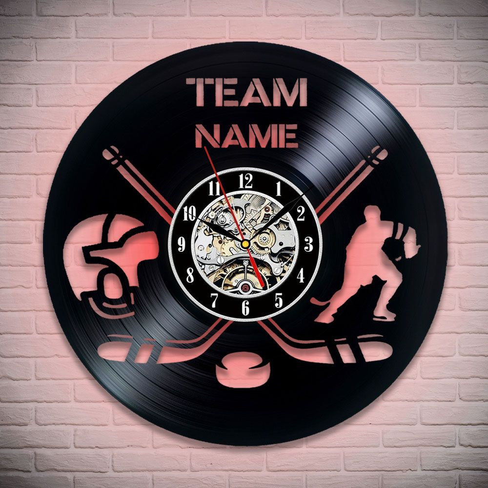 Hockey Personalized Vinyl Record Clock
