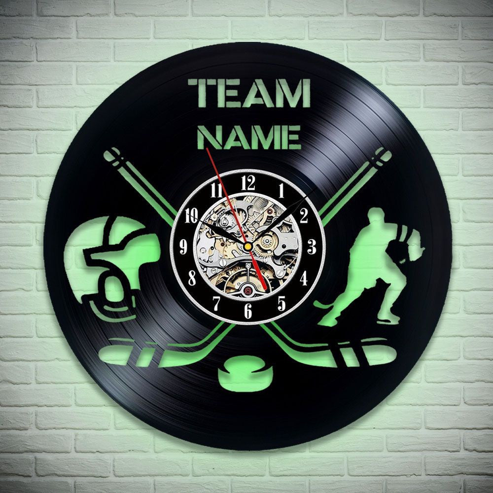 Hockey Personalized Vinyl Record Clock