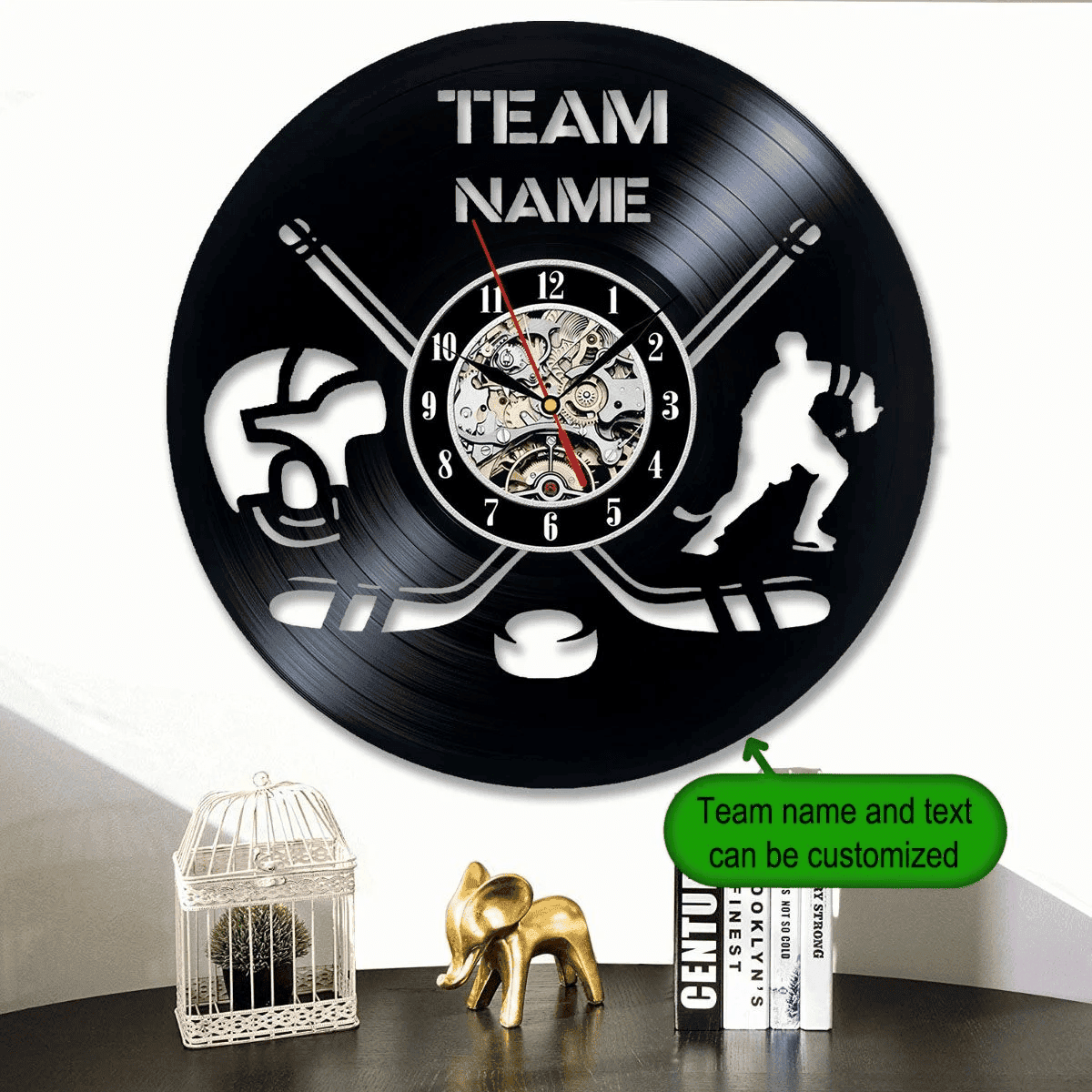 Hockey Personalized Vinyl Record Clock