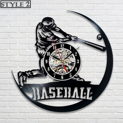 Baseball Vinyl Record Clock