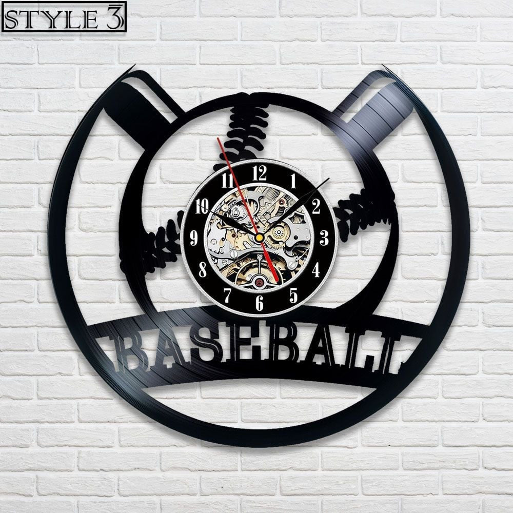 Baseball Vinyl Record Clock