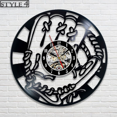 Baseball Vinyl Record Clock