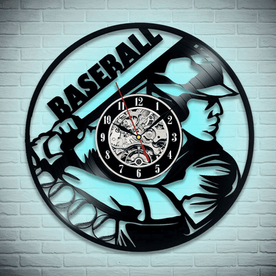 Baseball Vinyl Record Clock