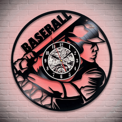 Baseball Vinyl Record Clock