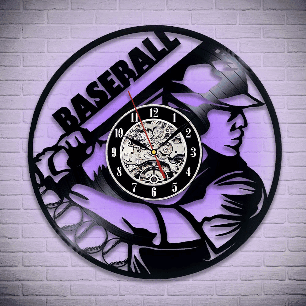 Baseball Vinyl Record Clock
