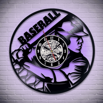 Baseball Vinyl Record Clock