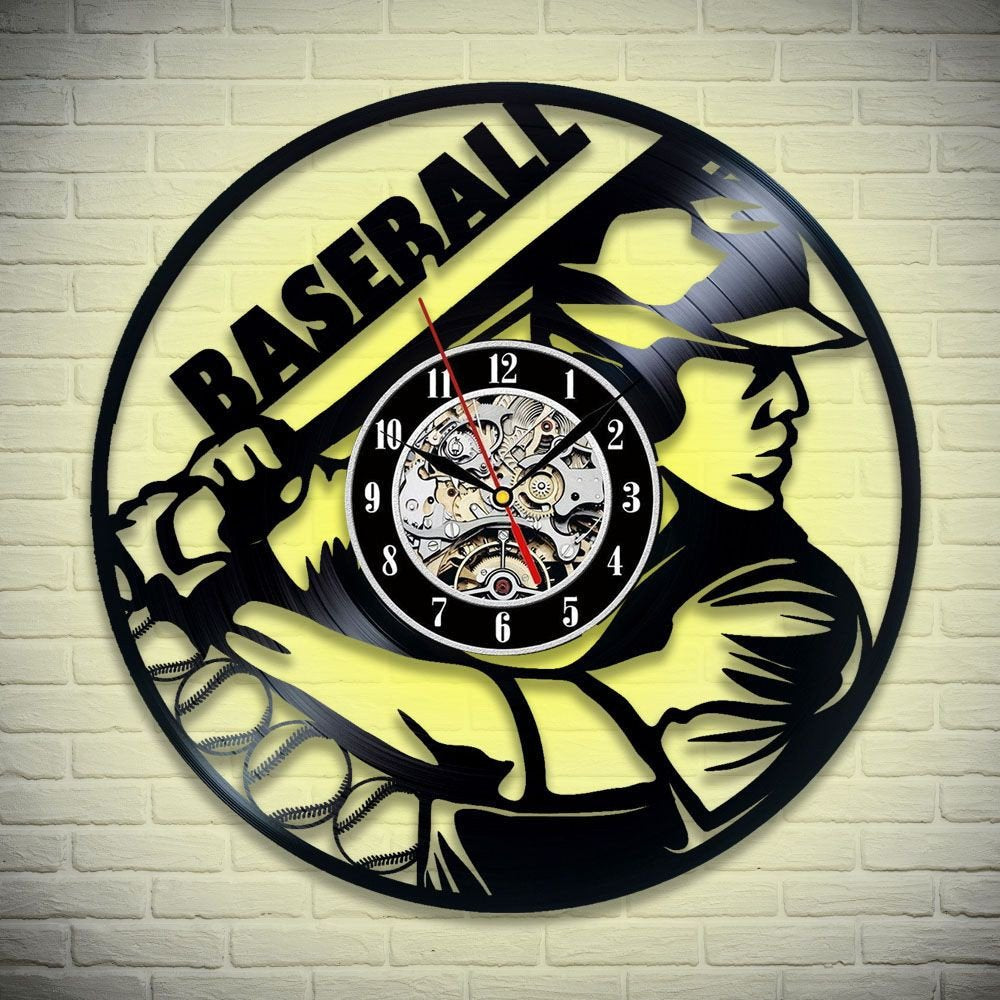Baseball Vinyl Record Clock