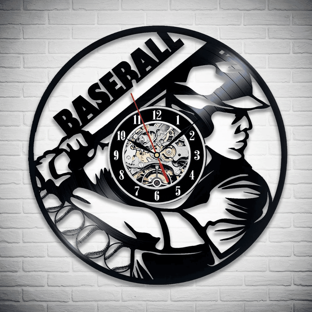 Baseball Vinyl Record Clock