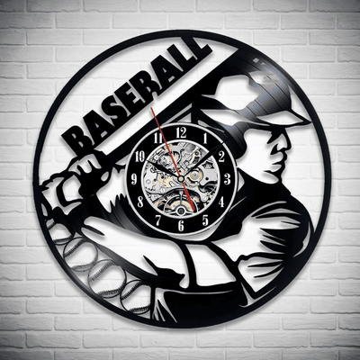 Baseball Vinyl Record Clock