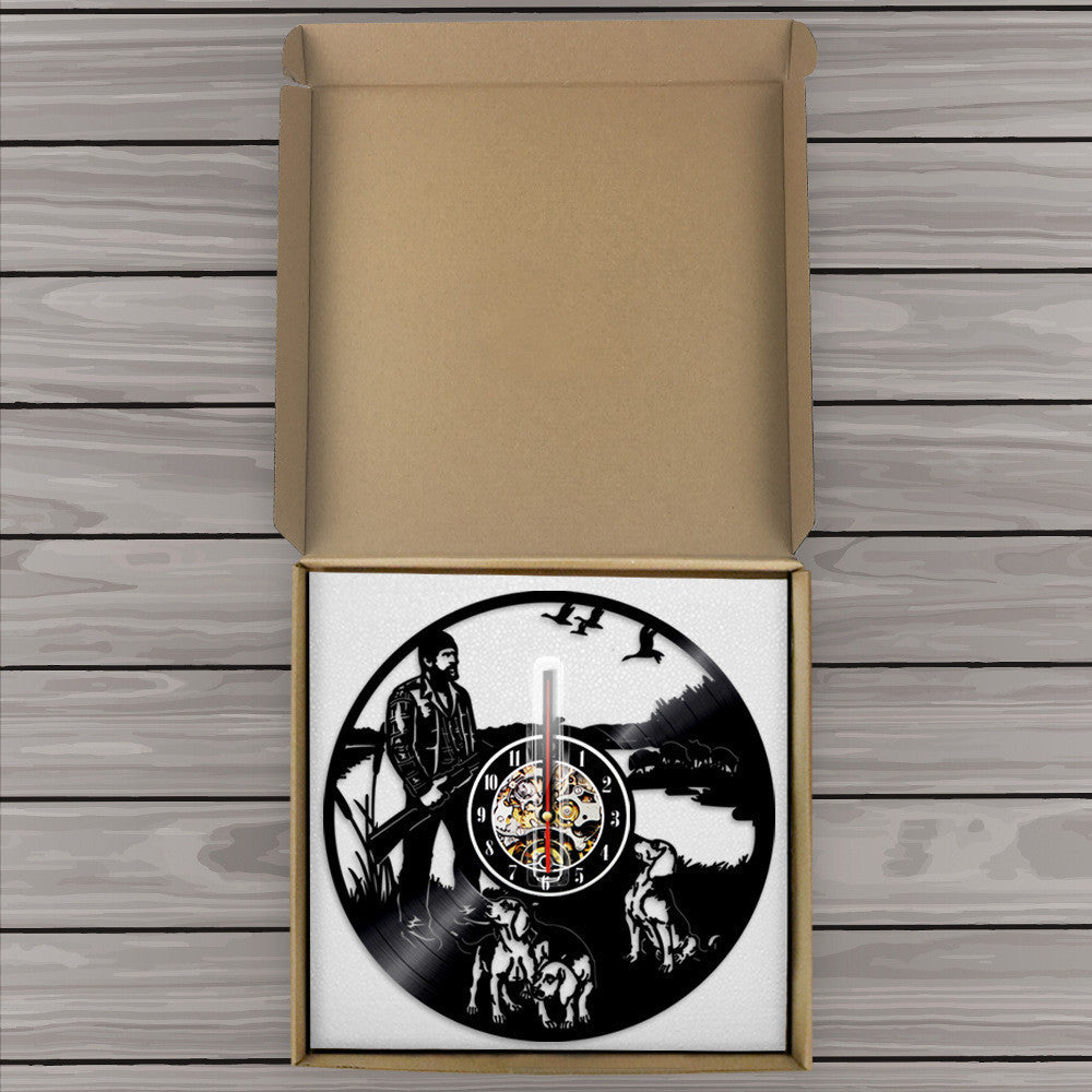 Hunting Hunter Vinyl Record Wall Clock 12inches Gifts for Him Her Kids Decor for Home Bedroom Bathroom Kitchen Surprise Ideas