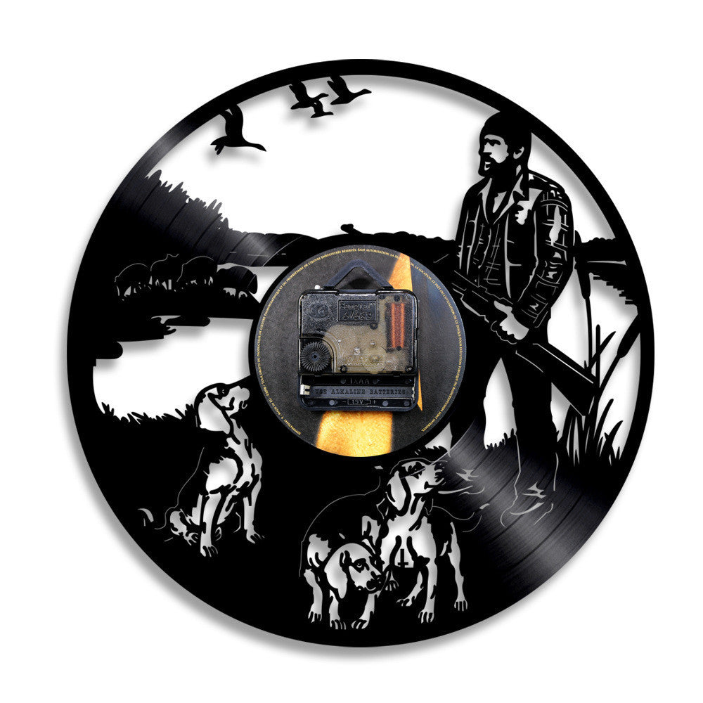 Hunting Hunter Vinyl Record Wall Clock 12inches Gifts for Him Her Kids Decor for Home Bedroom Bathroom Kitchen Surprise Ideas