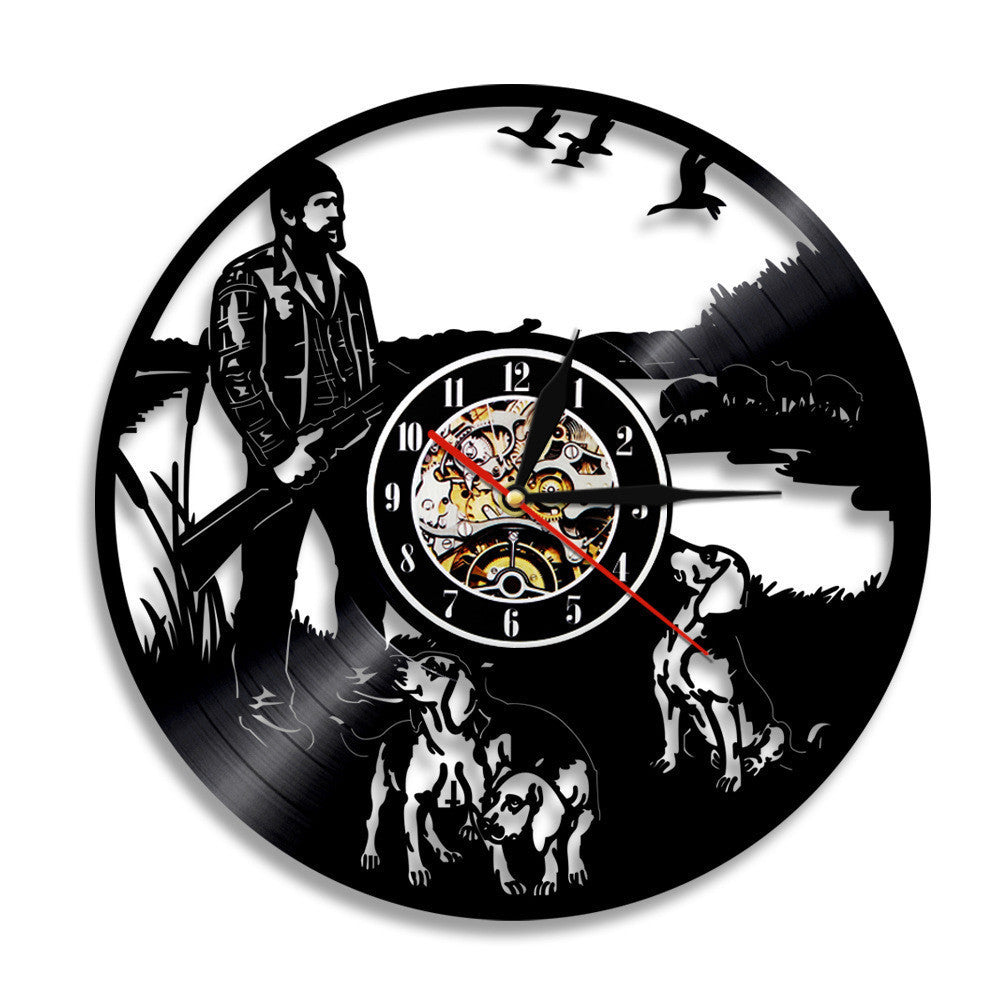 Hunting Hunter Vinyl Record Wall Clock 12inches Gifts for Him Her Kids Decor for Home Bedroom Bathroom Kitchen Surprise Ideas
